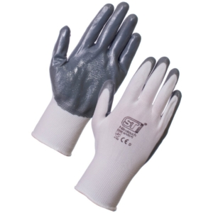 Nitrotouch Nitrile Palm Dip  Gloves - Grey & White 12 Pack in XL