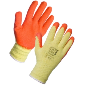 Latex Palm Coated Handler Gloves - Orange 12 Pack in Large