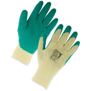 Topaz Latex Palm Coated Green Gloves (L-12 Pack)